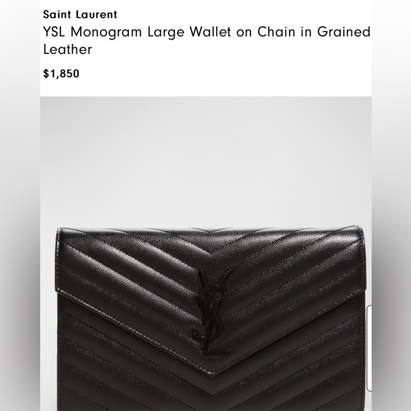 Yves Saint Laurent Handbags - SAINT LAURENT BEST SELLER IN STORES
YSL Monogram Large Wallet/ Purse on Chain